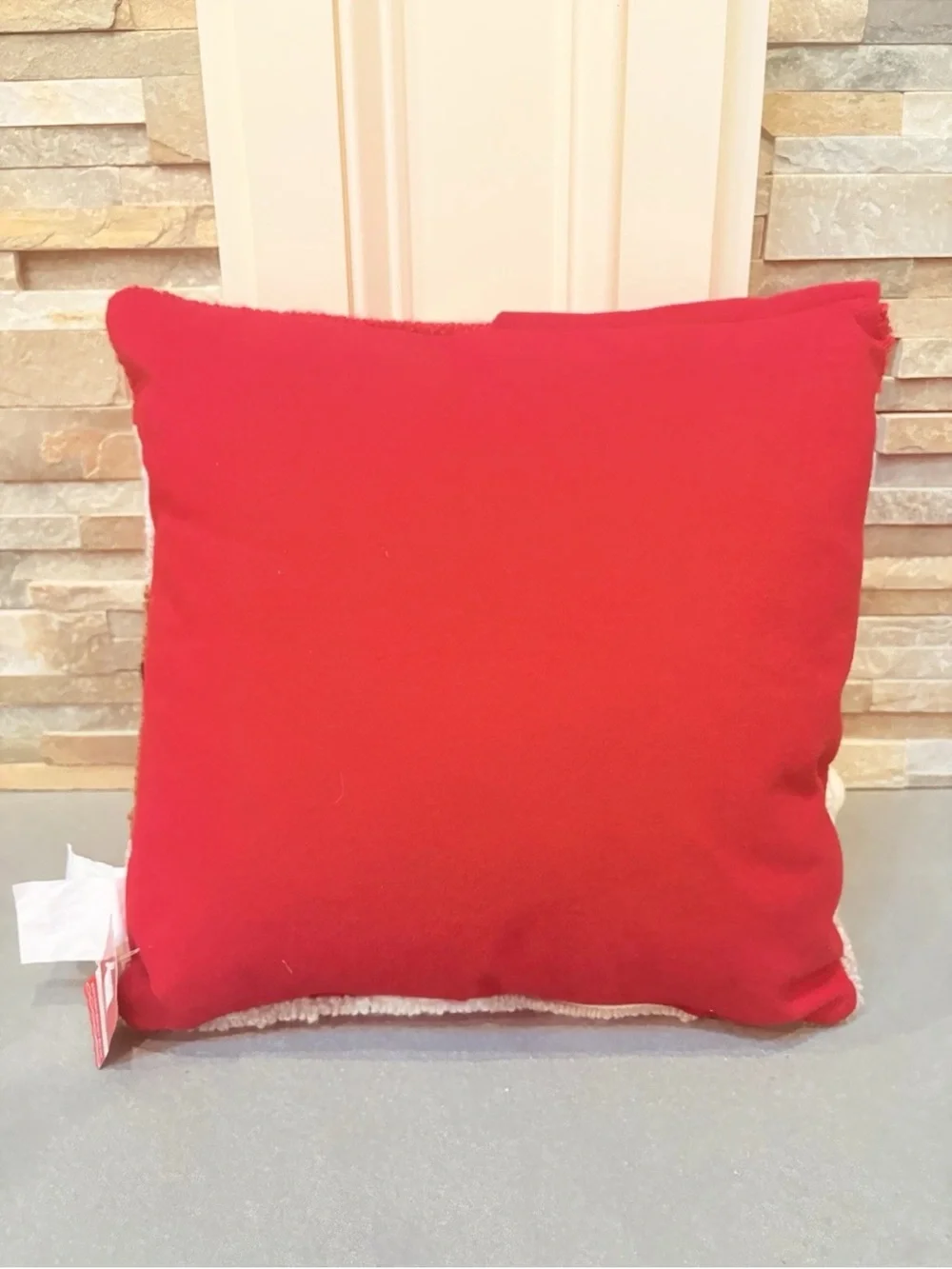 Ashland Santa Face Hooked Pillow with Red Hat and Black Glasses